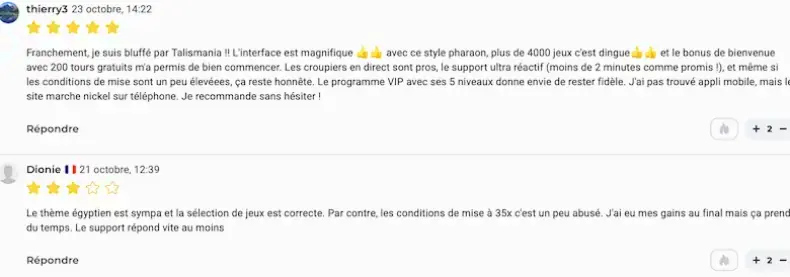 Présentation de Talismania et de ses services selon Tribuna