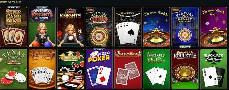 Présentation de la roulette, du blackjack et du baccarat
